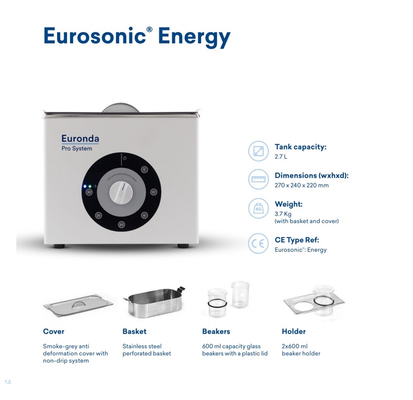 Λουτρό Υπερήχων Eurosonic Energy με καλάθi & κάλυμμα