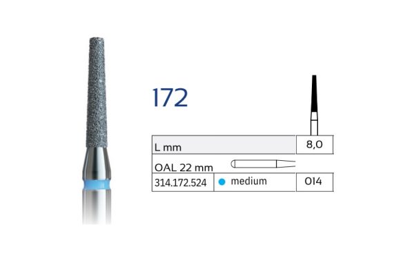 IQDent Diamond 172 FG Κυλινδροκωνικό σε διάφορα μεγέθη – 5τμχ